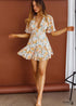 Vestido mini sexy de manga corta con escote en V profundo estilo bohemio Harper